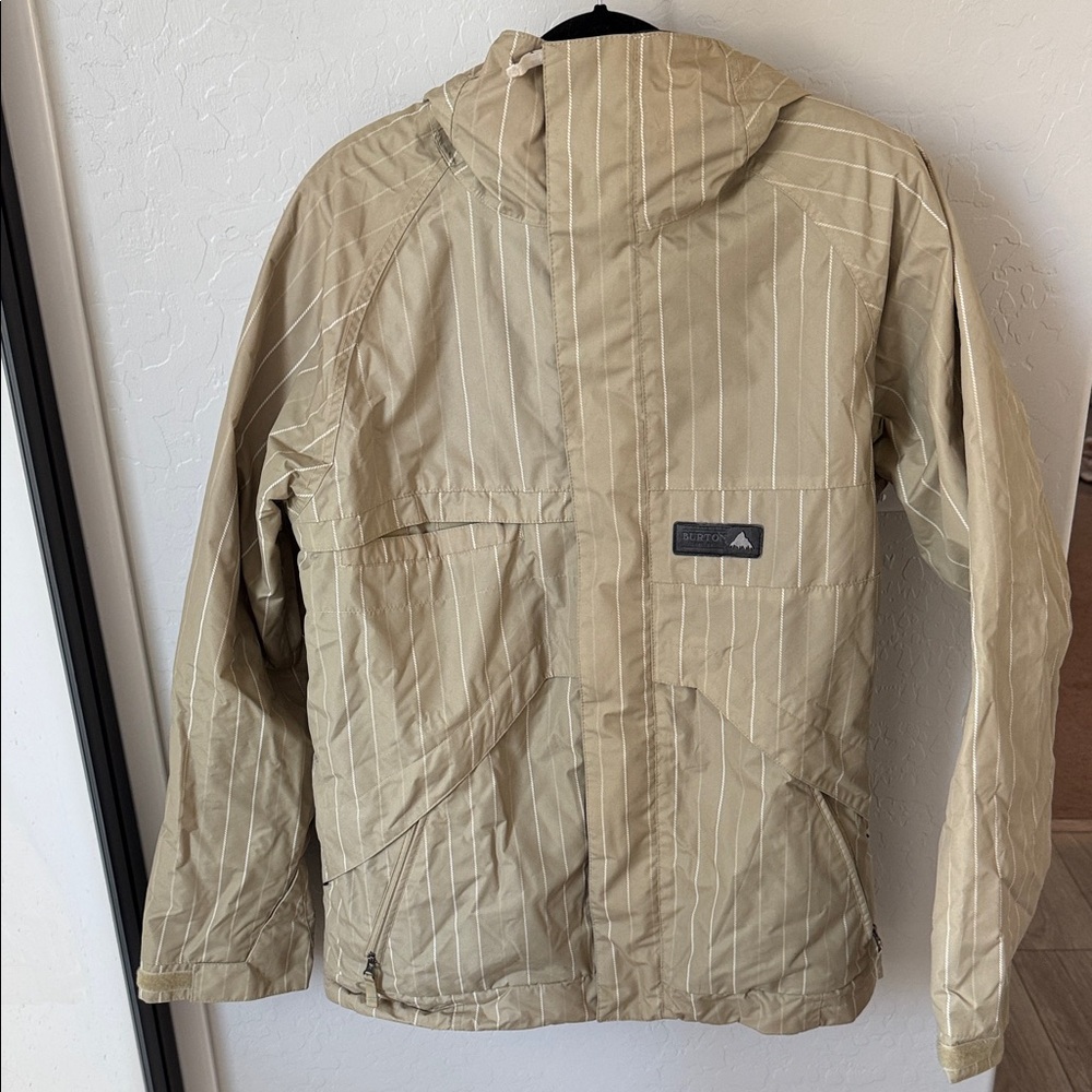 Burton Beige Pinstripe Hooded Ski/Snowboard Jacket